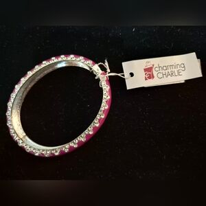Charming Charlie Fuchsia and Silver Bracelet